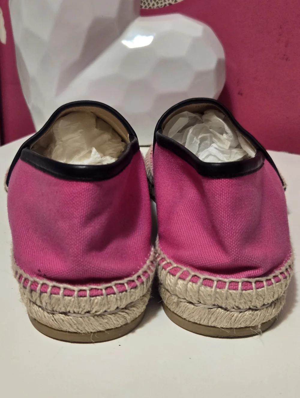 EUC GuccI Pilar Pink Canvas Logo Espadrilles Size 10 USA